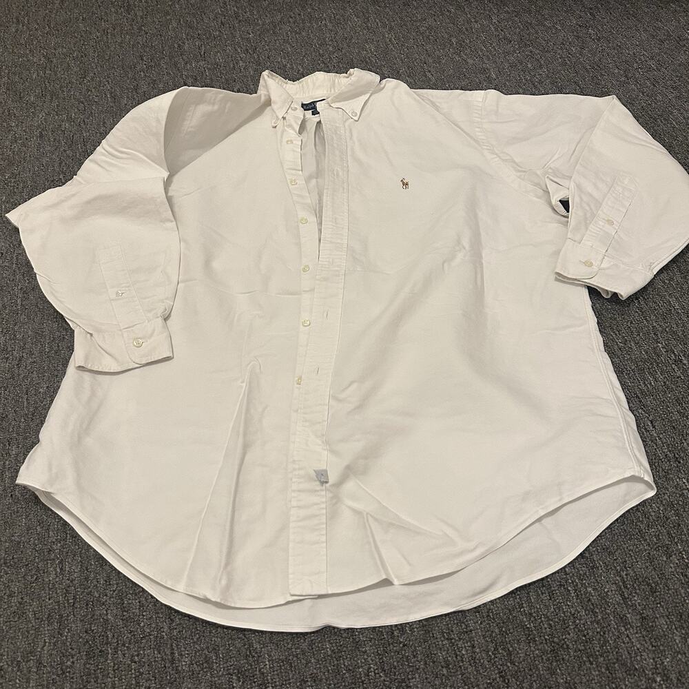 Polo Ralph Lauren Shirt Mens White Yarmouth Fit Long Sleeve Western Size 17-34